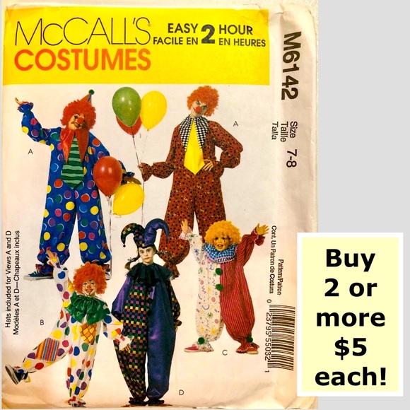 McCall’s M6142 Child’s Clown, Jester Uncut Sewing Pattern (7-8) - Picture 1 of 12
